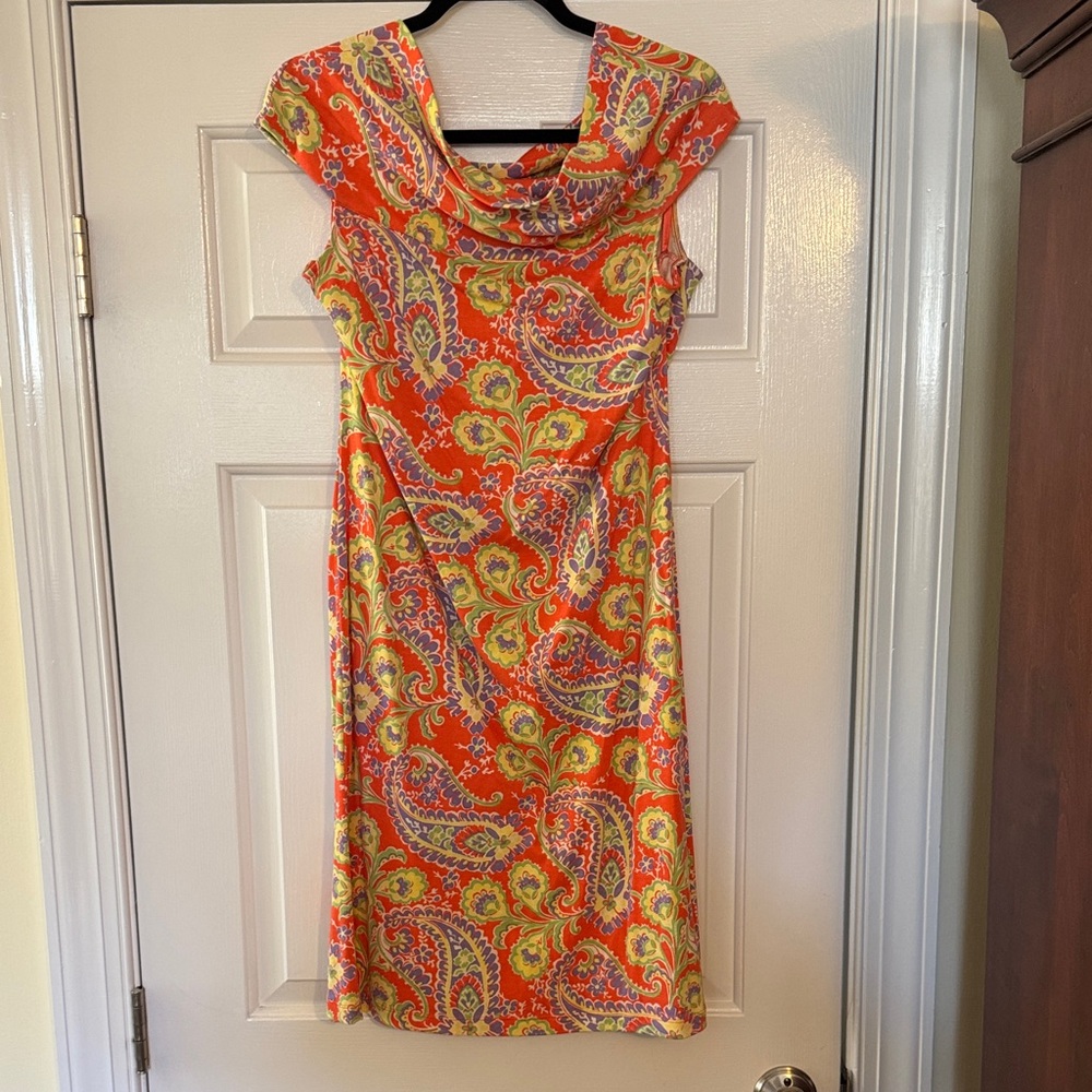 Ralph Lauren Orange Paisley Midi Dress